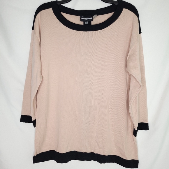 KARL LAGERFELD Women's Bow Detail Drop Shoulder Pullover Sweater MEDIUM (NWT) - Picture 1 of 11